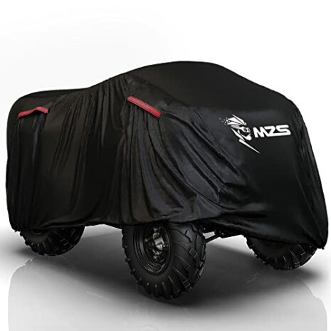 mzs atv cover all weather season outdoor storage waterproof protection accessories fits up to 101 inch quad 4 wheeler covers durable tear wind proof vents night reflective adjuster buckle bag