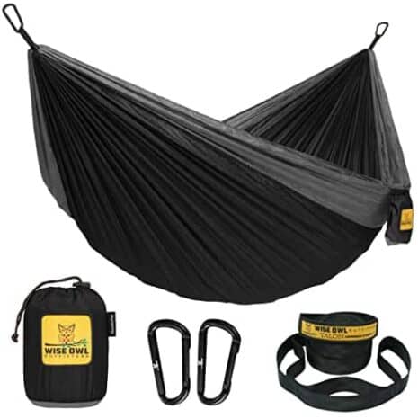 wise owl outfitters hammock for camping double hammocks gear for the outdoors backpacking survival or travel portable lightweight parachute nylon do black & grey